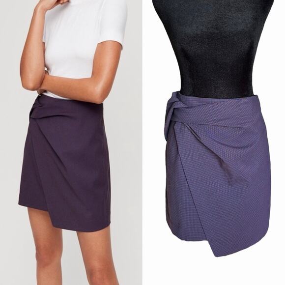 Babaton Plaid Jethro Twisted Skirt | Asymmetrical | Preppy | Size 8 | Fall - Picture 1 of 12